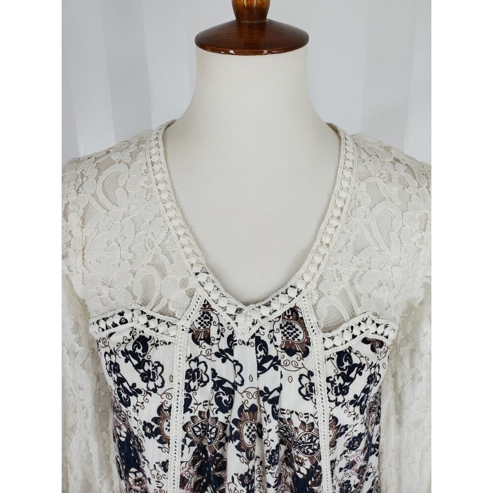 VINTAGE AMERICA BLUES Lace Sleeve Top Sz S - Picture 5 of 10